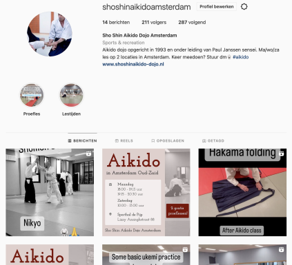 ShoShin Aikido Amsterdam Instagram profiel